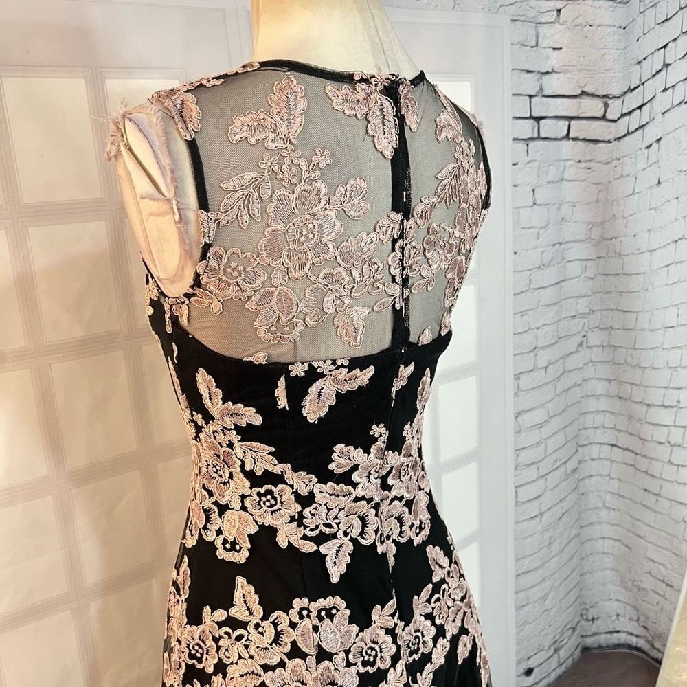 Hitherto Anthropologie BHLDN Tonya black pink lace midi dress size 2 - Picture 8 of 13